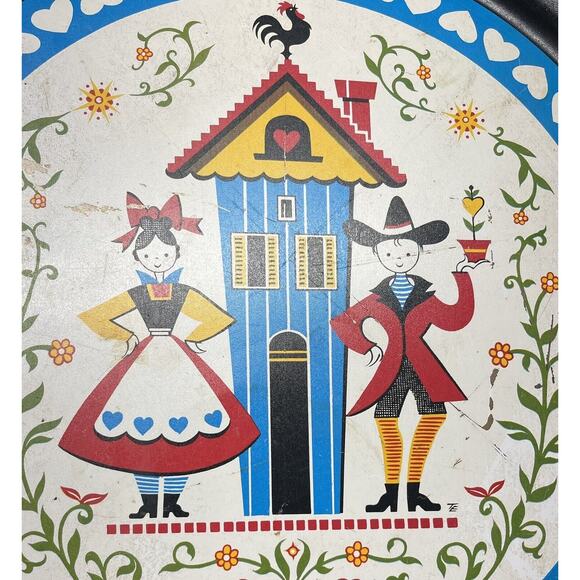 Vintage Large MCM Tray DUTCH PENNSYLVANIA Metal TIN TRAY Platter Folk Art 19" - Picture 2 of 3